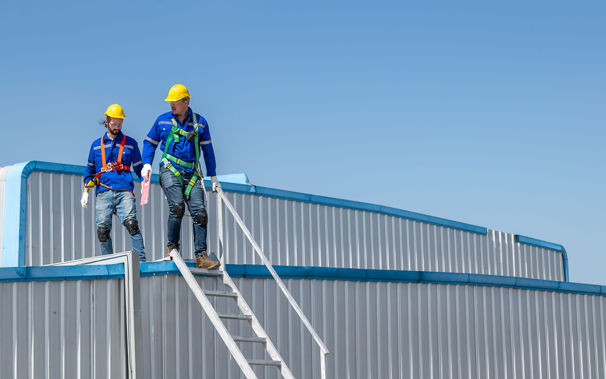 Commercial Roof inspection with team